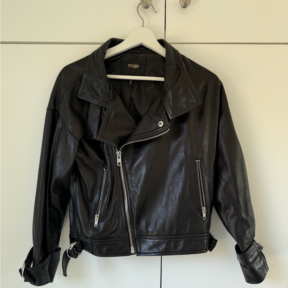 Maje Sleek Black Leather Jacket